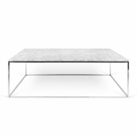 Bílý mramorový konferenční stolek TEMAHOME Gleam 120 x 75 cm s chromovanou podnoží