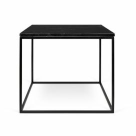 Černý mramorový odkládací stolek TEMAHOME Gleam 50 x 50 cm s černou podnoží