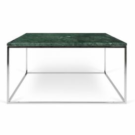 Porto Deco Zelený mramorový konferenční stolek Amaro III s chromovou podnoží 75x75 cm