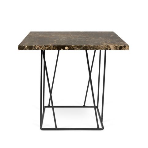 Hnědý mramorový konferenční stolek s černými nohami TemaHome Helix, 50 x 50 cm - Bonami.cz