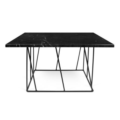 Černý mramorový konferenční stolek s černými nohami TemaHome Helix, 75 x 75 cm - Bonami.cz