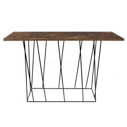 Hnědý konzolový stolek s černými nohami TemaHome Helix, 40 x 120 cm - Bonami.cz