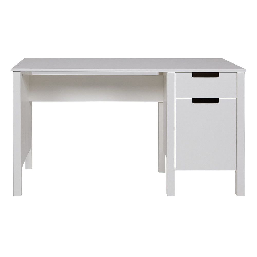 Hoorns Bílý dřevěný psací stůl Berdi 135 x 58 cm - Bonami.cz