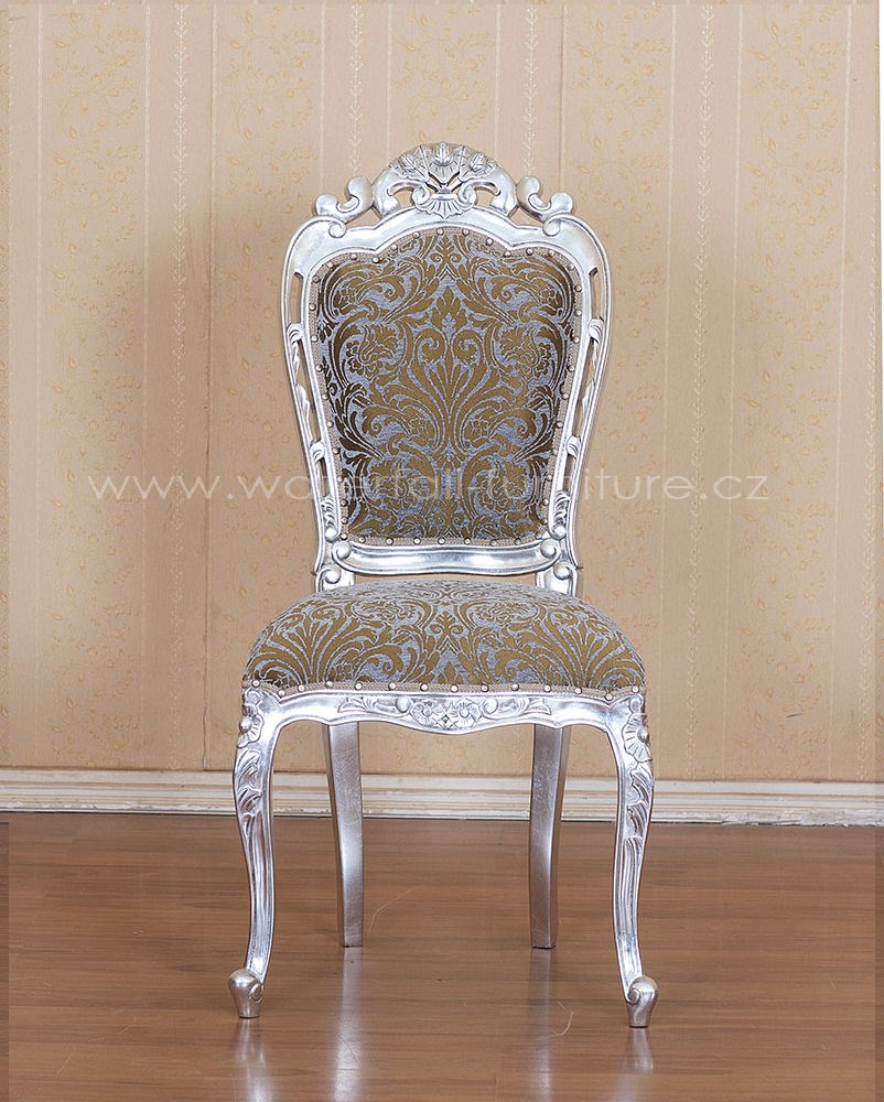 Stříbrná retro zámecká jídelní židle - Waterfall® designový nábytek