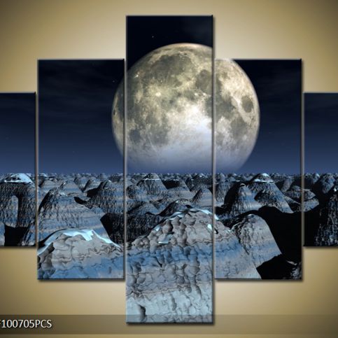 Vícedílný obraz Měsíc nad pahorky 100x70 cm - LEDobrazy.cz