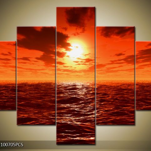 Vícedílný obraz Ohnivý západ slunce nad mořem 100x70 cm - LEDobrazy.cz