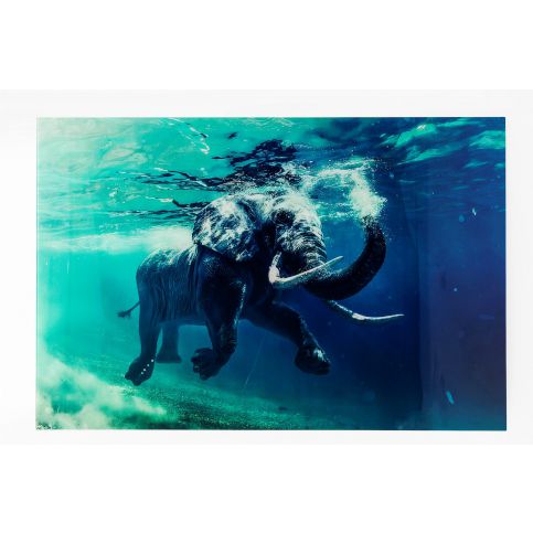 Obraz na skle Swimming Elephant 180x120cm - KARE