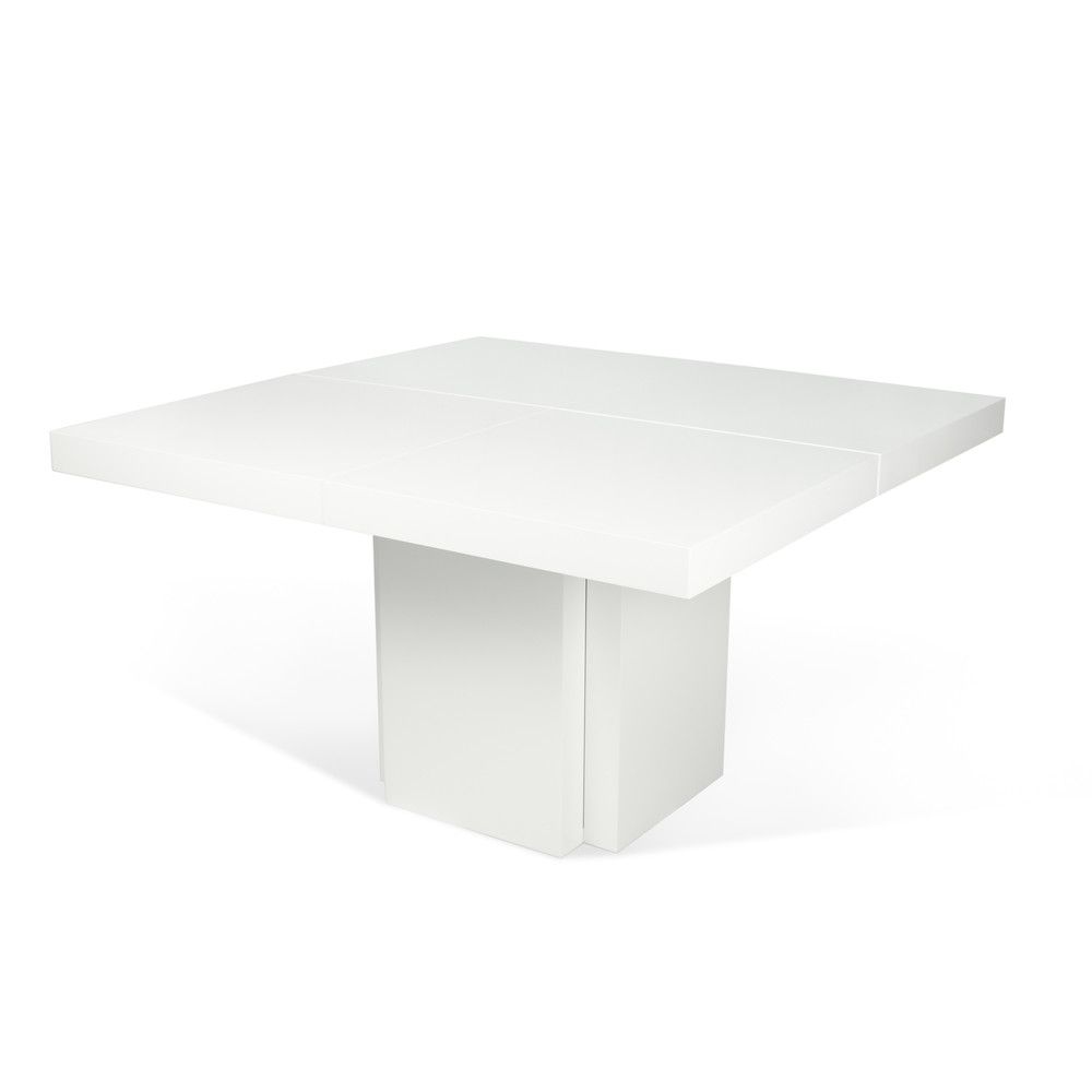 Lesklý bílý jídelní stůl TemaHome Dusk, 130 x 130 cm - Bonami.cz