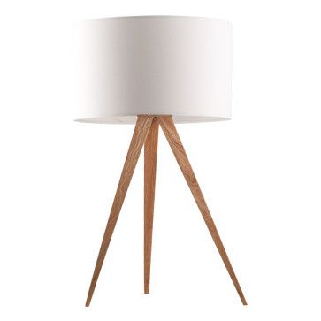 Bílá stolní lampa Zuiver Tripod Wood, ø 28 cm - Bonami.cz
