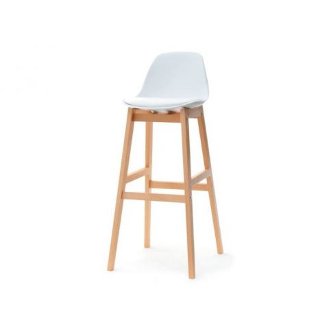 design4life Barová židle LOMELO Bílá/buk - Design4life