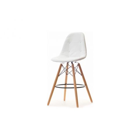 design4life Barová židle MOBI Bílá - dřevěná podnož - Design4life