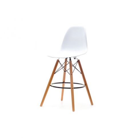 design4life Barová židle MOBI Bílá - dřevěná podnož - Design4life