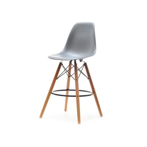 design4life Barová židle MOBI šedá - dřevěná podnož - Design4life