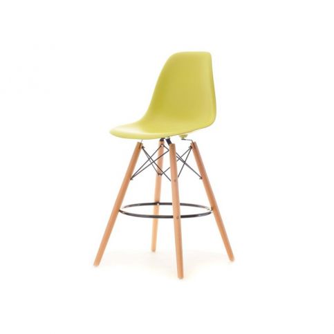 design4life Barová židle MOBI Zelená - dřevěná podnož - Design4life