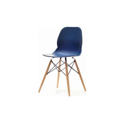 design4life Moderní jídelní židle SWEN Modrá - dřevěná podnož - Design4life