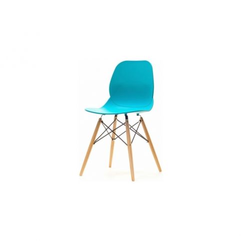design4life Moderní jídelní židle SWEN Tyrkysová - dřevěná podnož - Design4life