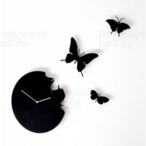 Diamantini&amp;Domeniconi Butterfly black 40cm nástěnné hodiny - VIP interiér