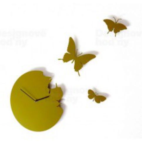 Diamantini&amp;Domeniconi Butterfly green 40cm nástěnné hodiny - VIP interiér