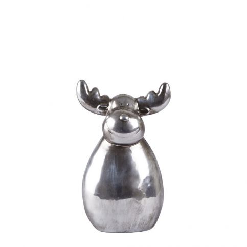 Dekorativní keramická soška ve stříbrné barvě KJ Collection Reindeer Ceramic Silver, 19,5 cm - Bonami.cz