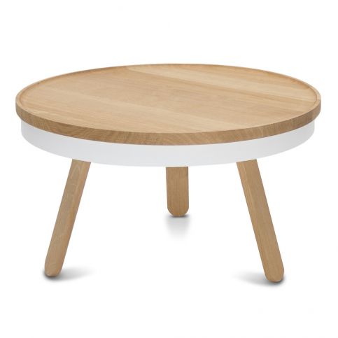 Přírodno-bílý odkládací stolek z dubového dřeva s úložným prostorem Woodendot Batea - Bonami.cz