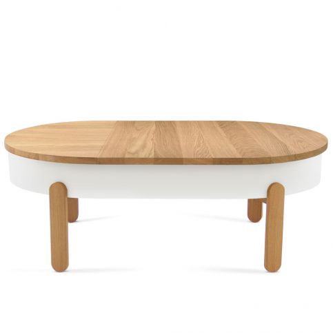 Přírodno-bílý odkládací stolek z dubového dřeva s úložným prostorem Woodendot Batea - Bonami.cz
