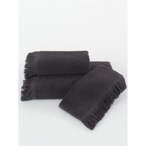 Soft Cotton Malý ručník FRINGE 32x50 cm Černá antracit - VIP interiér
