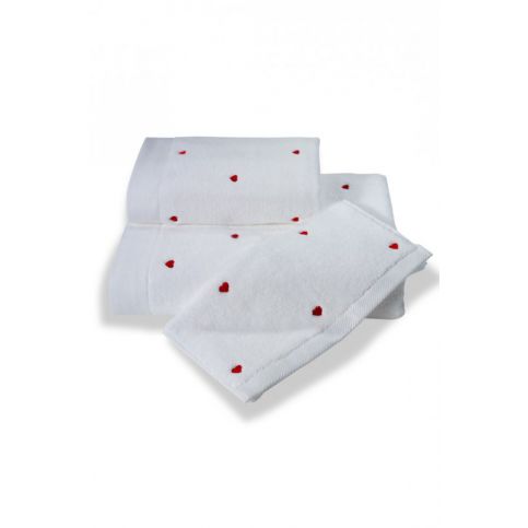 Soft Cotton Malý ručník MICRO LOVE 32x50 cm Bílá / červené srdíčka - VIP interiér