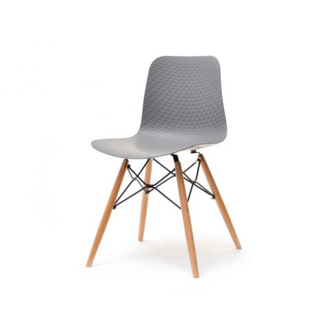 design4life Designová židle AMALO Šedá - dřevěná podnož - Design4life