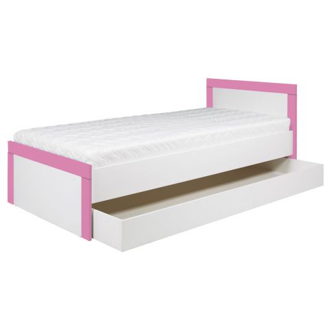 Dětská postel se šuplíkem Twin 90x200cm - bílá/růžová - Nábytek Harmonia s.r.o.