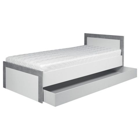 Dětská postel se šuplíkem Twin 90x200cm - bílá/šedá - Nábytek Harmonia s.r.o.