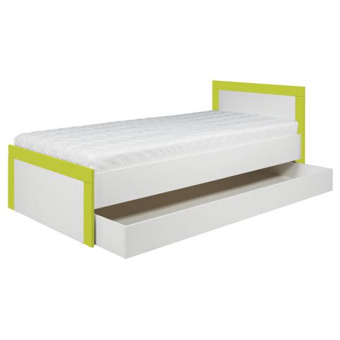 Dětská postel se šuplíkem Twin 90x200cm - bílá/zelená - Nábytek Harmonia s.r.o.