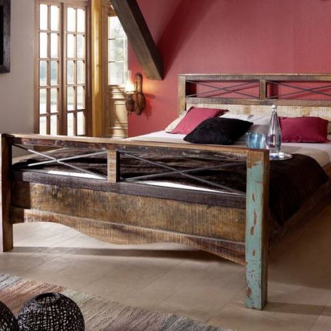 Masiv24 - OLDTIME postel - 180x200cm lakované staré indické dřevo - Masiv24.cz