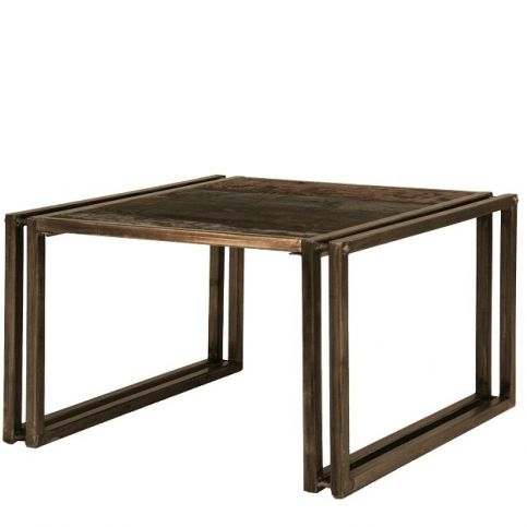 Masiv24 - PORTO konferenční stolek - 70x70cm lakované staré indické dřevo - Masiv24.cz