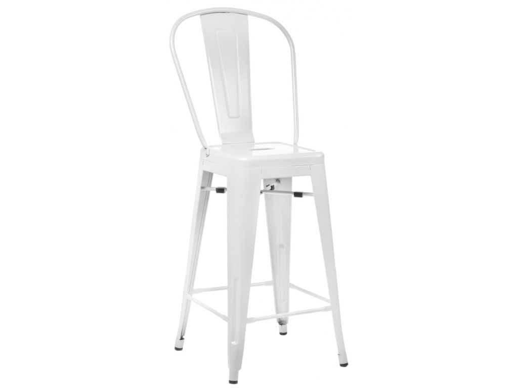 Barová židle Paris Back inspirovaná Tolix bílá  - 96design.cz