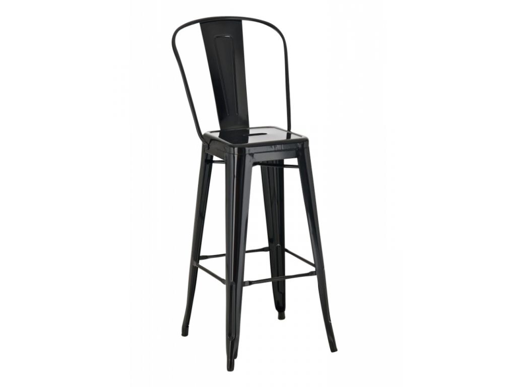 Barová židle Paris Back inspirovaná Tolix černá  - 96design.cz
