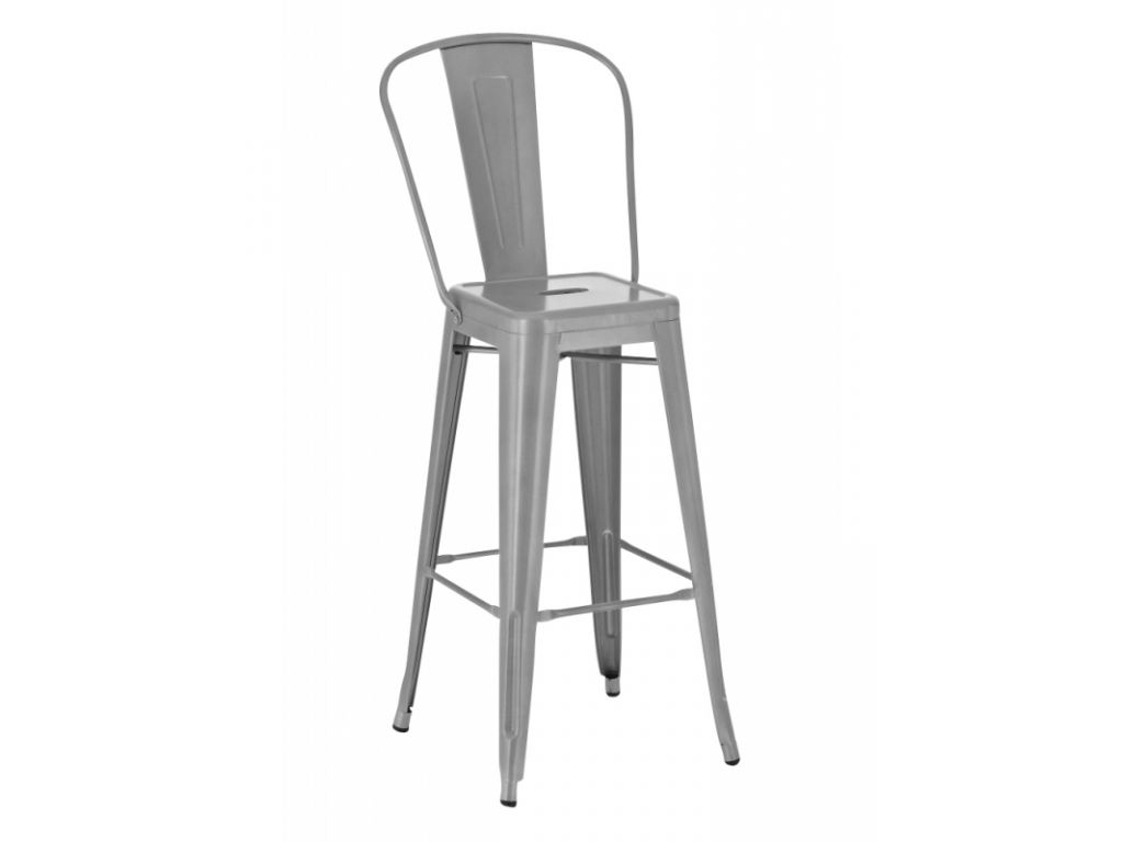 Barová židle Paris Back inspirovaná Tolix šedá  - 96design.cz