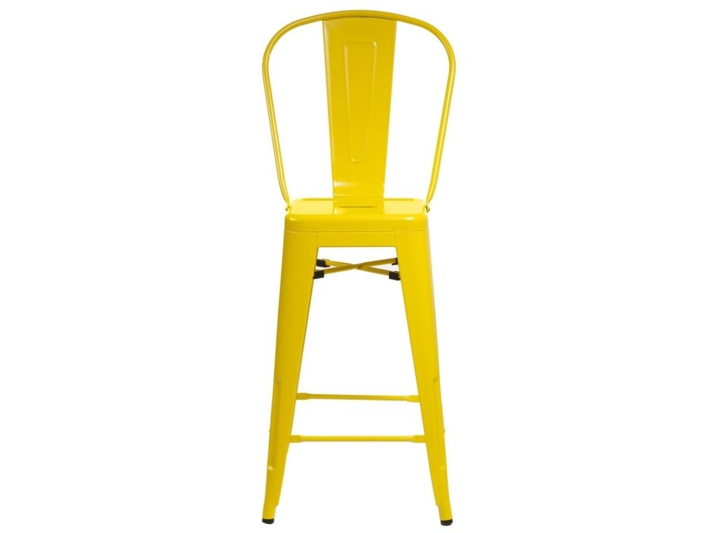 Barová židle Paris Back inspirovaná Tolix žlutá  - 96design.cz