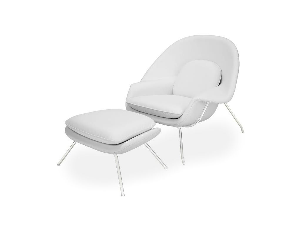 Křeslo Snug inspirované Womb chair s podnožkou bílá  - 96design.cz