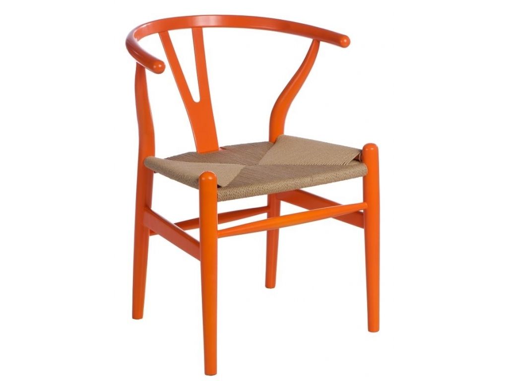 Jídelní židle Wicker Color inspirovaná Wishbone oranžová  - 96design.cz