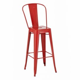 Barová židle Paris Back inspirovaná Tolix červená 