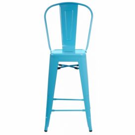Barová židle Paris Back inspirovaná Tolix modrá 