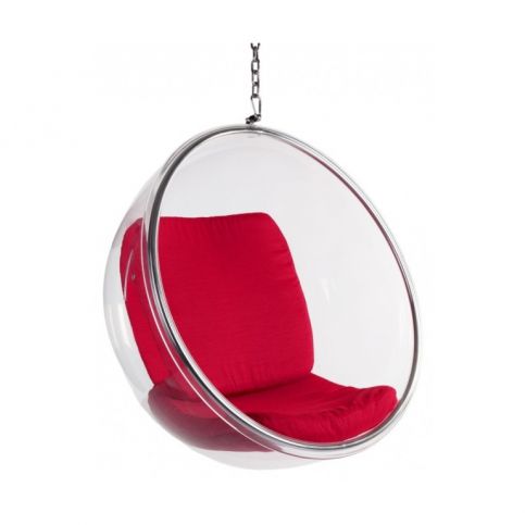 Křeslo Ball Chair ring, transparentní s červeným sedákem 13562 CULTY - Designovynabytek.cz