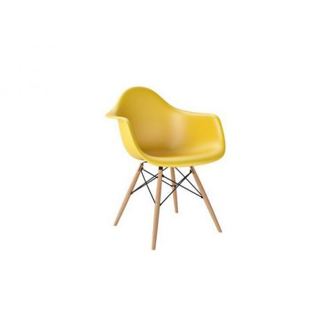 Designová židle DAW, žlutá (Tmavý buk)  - Designovynabytek.cz