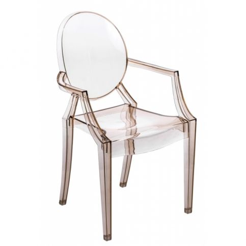 Designová židle Ghost s područkami, transparentní růžová 64278 CULTY - Designovynabytek.cz