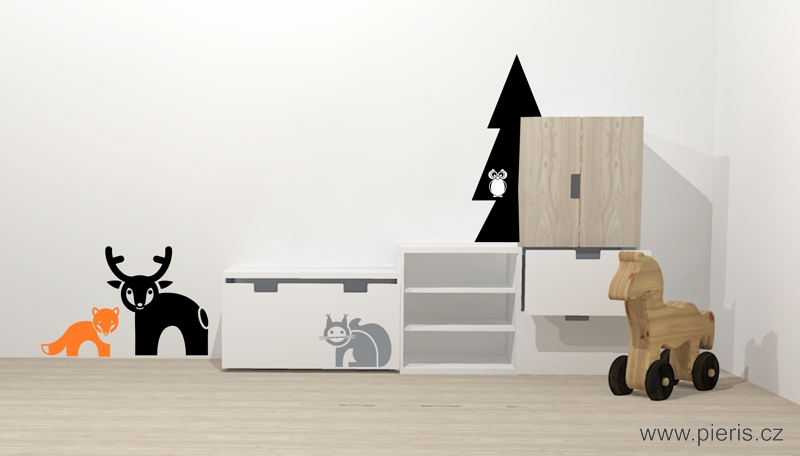 Samolepyk na zeď na téma les s nábytkem Ikea Stuva - Pieris design