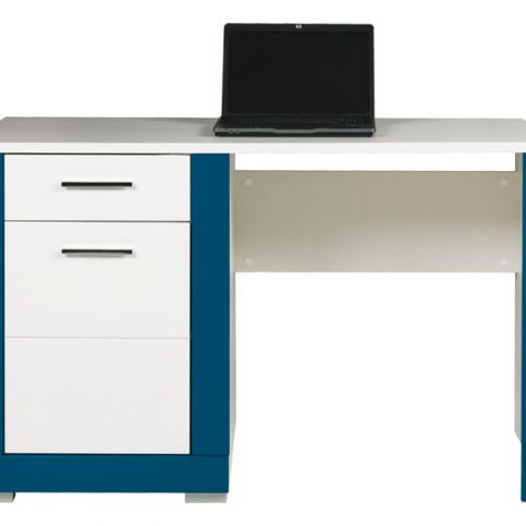 Dětský psací stůl Twin - bílá/modrá - Nábytek Harmonia s.r.o.