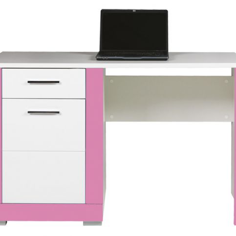 Dětský psací stůl Twin - bílá/růžová - Nábytek Harmonia s.r.o.