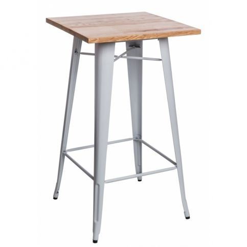 . Barový stůl France Pine Light Wood White, 64,5x64,5x106 cm - Alomi Design