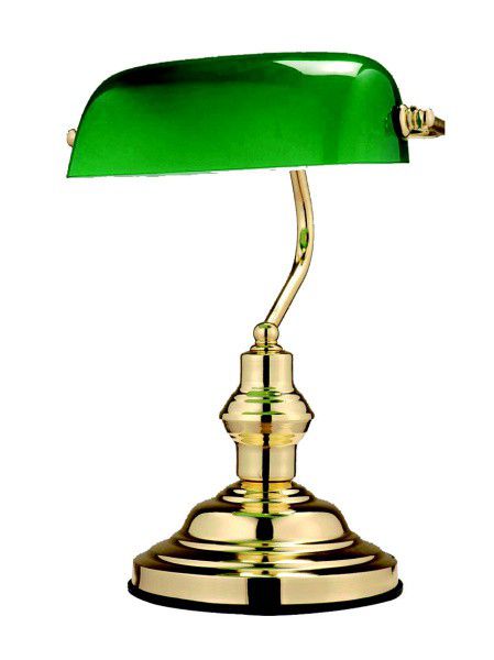 Globo GLOBO 2491 - Stolní lampa ANTIQUE 1xE27/60W zelená - zlatá  - Dekolamp s.r.o.