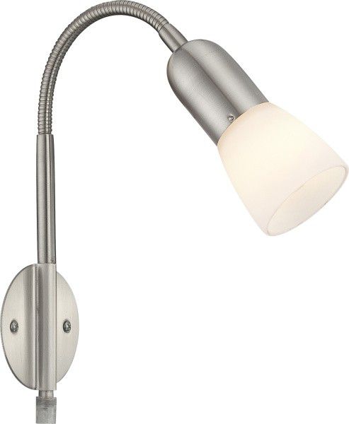 Globo 5453-1W nástěnná lampa Cathy 1x40W | E14 - matný nikl, bílá - Dekolamp s.r.o.